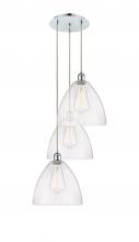  113B-3P-PC-GBD-124 - Bristol - 3 Light - 19 inch - Polished Chrome - Cord Hung - Multi Pendant