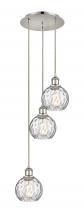  113B-3P-PN-G1215-6 - Athens Water Glass - 3 Light - 13 inch - Polished Nickel - Cord hung - Multi Pendant