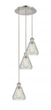  113B-3P-PN-G275 - Conesus - 3 Light - 13 inch - Polished Nickel - Cord Hung - Multi Pendant