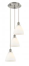  113B-3P-SN-GBD-751 - Bristol - 3 Light - 14 inch - Brushed Satin Nickel - Cord Hung - Multi Pendant