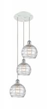  113B-3P-WPC-G1213-8 - Athens Deco Swirl - 3 Light - 15 inch - White Polished Chrome - Cord Hung - Multi Pendant