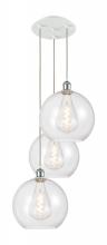  113B-3P-WPC-G122-12 - Athens - 3 Light - 18 inch - White Polished Chrome - Cord Hung - Multi Pendant