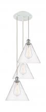  113B-3P-WPC-GBC-122 - Berkshire - 3 Light - 19 inch - White Polished Chrome - Cord Hung - Multi Pendant