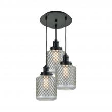  113BK-10BK-1H-BK-G262 - Edison - 3 Light - 10 inch - Matte Black - Cord hung - Multi Pendant