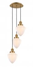  113F-3P-BB-G661-7 - Bullet - 3 Light - 14 inch - Brushed Brass - Cord hung - Multi Pendant