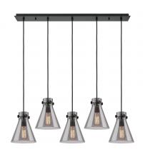 Innovations Lighting 125-410-1PS-BK-G411-8SM - Newton Cone - 5 Light - 40 inch - Matte Black - Linear Pendant