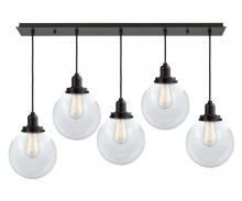  125OB-10BK-0H-OB-G202-8 - Whitney - 5 Light - 36 inch - Oil Rubbed Bronze - Cord hung - Linear Pendant