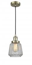  201C-AB-G142 - Chatham - 1 Light - 7 inch - Antique Brass - Cord hung - Mini Pendant