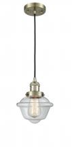  201C-AB-G532 - Oxford - 1 Light - 7 inch - Antique Brass - Cord hung - Mini Pendant