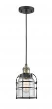  201C-BAB-G54-CE - Bell Cage - 1 Light - 6 inch - Black Antique Brass - Cord hung - Mini Pendant