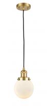  201C-SG-G201-6 - Beacon - 1 Light - 6 inch - Satin Gold - Cord hung - Mini Pendant