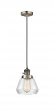  201CSW-AB-G172 - Fulton - 1 Light - 7 inch - Antique Brass - Cord hung - Mini Pendant