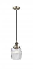  201CSW-AB-G302 - Colton - 1 Light - 6 inch - Antique Brass - Cord hung - Mini Pendant