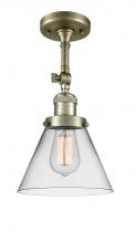  201F-AB-G42 - Cone - 1 Light - 8 inch - Antique Brass - Semi-Flush Mount