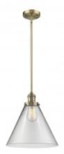  201S-BB-G42-L - Cone - 1 Light - 12 inch - Brushed Brass - Stem Hung - Mini Pendant