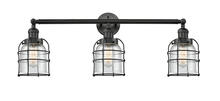  205-BK-G54-CE - Bell Cage - 3 Light - 31 inch - Matte Black - Bath Vanity Light
