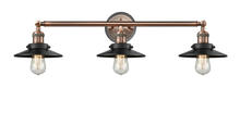  205BP-ACBK-M6-BK - Railroad - 3 Light - 32 inch - Antique Copper - Bath Vanity Light