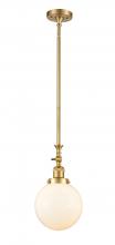  206-SG-G201-8 - Beacon - 1 Light - 8 inch - Satin Gold - Stem Hung - Mini Pendant