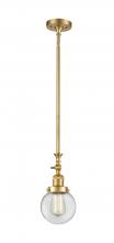  206-SG-G202-6 - Beacon - 1 Light - 6 inch - Satin Gold - Stem Hung - Mini Pendant