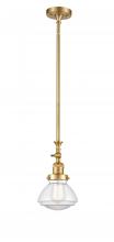  206-SG-G322 - Olean - 1 Light - 7 inch - Satin Gold - Stem Hung - Mini Pendant