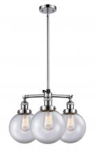  207-PC-G202-8 - Beacon - 3 Light - 22 inch - Polished Chrome - Stem Hung - Chandelier