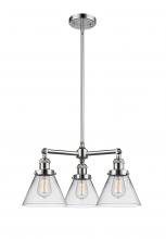  207-PC-G42 - Cone - 3 Light - 22 inch - Polished Chrome - Stem Hung - Chandelier