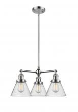  207-PC-G44 - Cone - 3 Light - 22 inch - Polished Chrome - Stem Hung - Chandelier