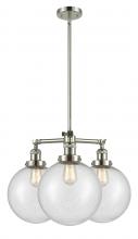  207-PN-G204-10 - Beacon - 3 Light - 24 inch - Polished Nickel - Stem Hung - Chandelier