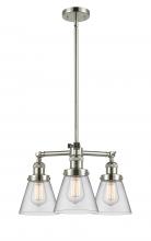  207-PN-G62 - Cone - 3 Light - 19 inch - Polished Nickel - Stem Hung - Chandelier