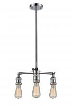  207-PC - Bare Bulb - 3 Light - 15 inch - Polished Chrome - Stem Hung - Chandelier