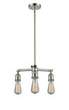  207-PN - Bare Bulb - 3 Light - 15 inch - Polished Nickel - Stem Hung - Chandelier