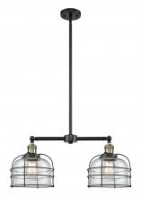  209-BAB-G72-CE - Bell Cage - 2 Light - 24 inch - Black Antique Brass - Stem Hung - Island Light