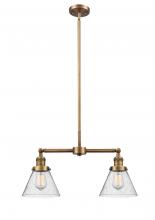  209-BB-G44 - Cone - 2 Light - 21 inch - Brushed Brass - Stem Hung - Island Light