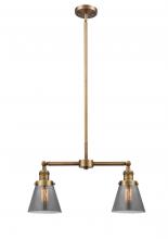  209-BB-G63 - Cone - 2 Light - 21 inch - Brushed Brass - Stem Hung - Island Light