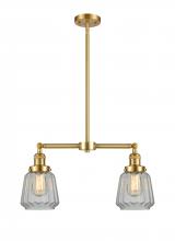  209-SG-G142 - Chatham - 2 Light - 21 inch - Satin Gold - Stem Hung - Island Light