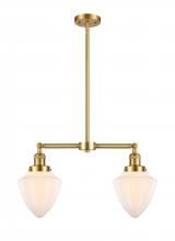  209-SG-G661-7 - Bullet - 2 Light - 24 inch - Satin Gold - Stem Hung - Island Light