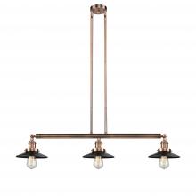  213-AC-M6BK-LED - Railroad - 3 Light - 41 inch - Antique Copper - Stem Hung - Island Light