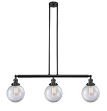 Innovations Lighting 213-BK-G202-8 - Beacon - 3 Light - 41 inch - Matte Black - Stem Hung - Island Light