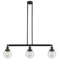 Innovations Lighting 213-BK-G204-6 - Beacon - 3 Light - 39 inch - Matte Black - Stem Hung - Island Light