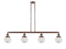 Innovations Lighting 214-AC-G202-6 - Beacon - 4 Light - 51 inch - Antique Copper - Stem Hung - Island Light