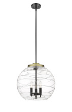 Innovations Lighting 221-3S-BAB-G1213-16CL - Athens Deco Swirl - 3 Light - 16 inch - Black Antique Brass - Stem hung - Pendant
