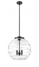 Innovations Lighting 221-3S-BK-G1213-18-LED - Athens Deco Swirl - 3 Light - 18 inch - Matte Black - Cord hung - Pendant