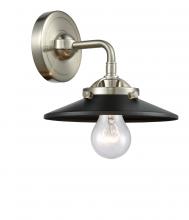  284-1W-SN-M6-BK - Railroad - 1 Light - 8 inch - Brushed Satin Nickel - Sconce