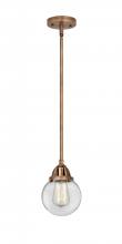  288-1S-AC-G202-6 - Beacon - 1 Light - 6 inch - Antique Copper - Cord hung - Mini Pendant