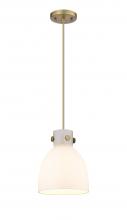  410-1PS-BB-G412-8WH - Newton Bell - 1 Light - 8 inch - Brushed Brass - Cord hung - Pendant