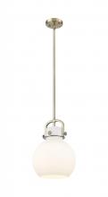  410-1SM-BB-G410-10WH - Newton Sphere - 1 Light - 10 inch - Brushed Brass - Stem Hung - Mini Pendant