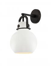  410-1W-BK-M410-8W - Newton Sphere - 1 Light - 8 inch - Matte Black - Sconce