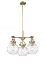  410-3CR-BB-G410-7SDY - Newton Sphere - 3 Light - 21 inch - Brushed Brass - Pendant