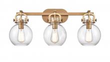  410-3W-BB-7CL - Newton Sphere - 3 Light - 27 inch - Brushed Brass - Bath Vanity Light