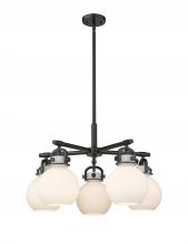  410-5CR-BK-G410-7WH - Newton Sphere - 5 Light - 26 inch - Matte Black - Chandelier